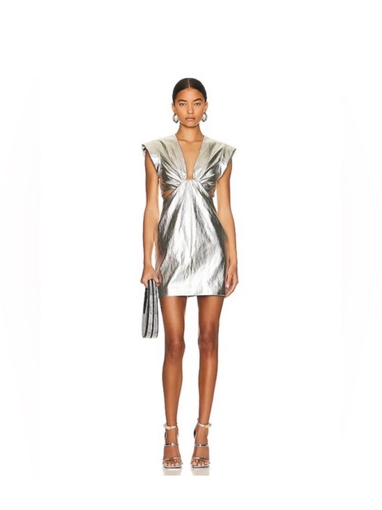 A.L.C. Dresses & Skirts - A.L.C. Metallic Silver V-Neck Twist Mini Dress